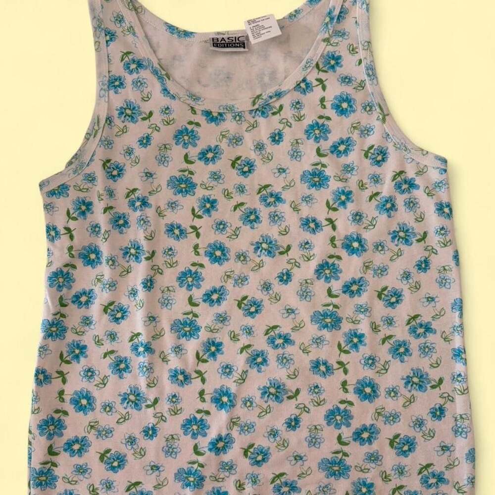 Basic Editions Floral Tank Top Size Large